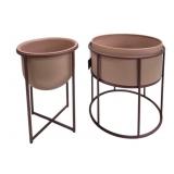 2 Metal Planters on Stands by Three Hands