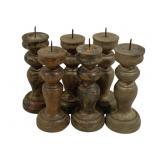 6 Wooden Candle Prickets 7"