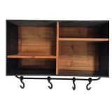 Metal & Wood Hanging Shelf w/ Hooks