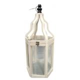White Wood Lantern Decor by Three Hands