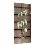 Floor Mirror w/ Incised Asian Tree & Butterflies