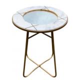 Mirror Inset Marble Accent Table 23 x 16