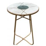 Mirror Inset Marble Top Accent Table