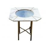 Mirror Inset Marble Accent Table 16 x 16 x 17