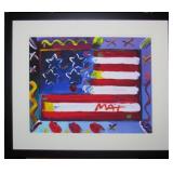 Flag with Heart Giclee by Peter Max