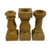 3 Marble Candleholders 6.5"