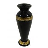 Wooden Ebonized Vase w/ Gold Trim 7"