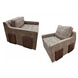 Pair Upholstered Swivel Chairs