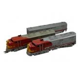 3pc Lionel Santa Fe Locomotives & Car