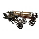 Cast Iron Toy Fire Wagon & Horses