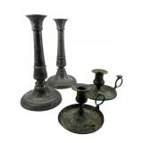 Group Lot Vintage Pewter Candle Holders 9'