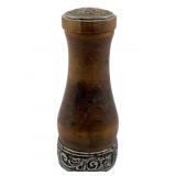 Vtg Japanese Wood Silver Plated Salt Shaker