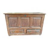 Ant. Oak Paneled Lift Top Chest w/ 2 Drawers