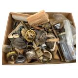 Group Lot Brass Oil Lamp Parts & Accessories