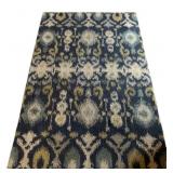 Blue Ikat Pattern Area Rug 96'x61'