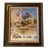 Red Rock Crossing Oil on Board Landscape