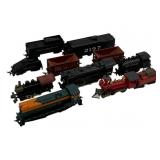 10pc. Lot HO-Scale Trains & Cars 5'x6'x4'