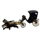 Antique Metal Horse & Buggy 5.5'x16'x4'
