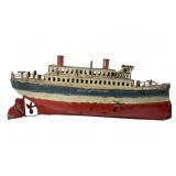 Vtg German Wind-up Ocean Liner Toy Boat