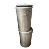 2 Metal Trashcans w/ Lids - 23 x 18