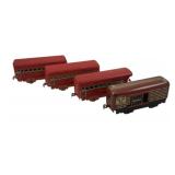 4pc. Lot Marx Tin Litho Train Cars 3'x6'x1.5'