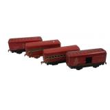 4pc Lot Marx Tin Litho Train Cars 3'x6'x1.5'