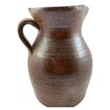 Vtg Brown Stoneware Pitcher 10'x7'x6'