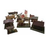 Group Lot of Model Train Houses w/ Windmill