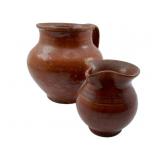 Group of 2 Brown Clay Pitchers 5'