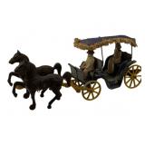 Vtg Cast Iron Horse & Buggy Toy 5'x11'x3'