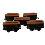 Vtg Tin Litho Green Passenger Train Cars Toy