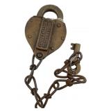 Brass Antique Padlock with Key 2.75'x2'