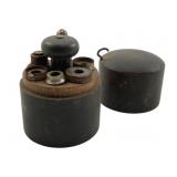 Antique Punch Set in Wooden Canister 3.5'
