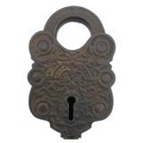 Vtg Cast Iron Padlock w/o Key 4'x2.25'