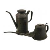 2pc. Lot Antique Metal Oil Cans 14'