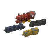 4pc Lot Vtg Metal Toy Train Locomotives 5'