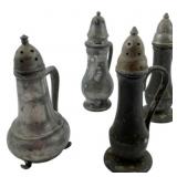 Group of 4 Pewter Salt & Pepper Shakers