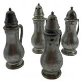 Group of 4 Pewter Salt & Pepper Shakers 4.5'