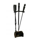 Black Iron Fireplace Tool Set w/ Stand