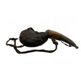 Antique Leather Pouch w/ Powder Horn