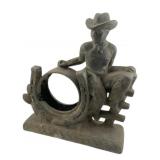 Vintage Cast Iron Western Cowboy Sculpture