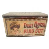 Vtg Dixie Queen Plug Cut Tobacco Tin