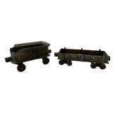 2 Vintage Cast Iron Gondola Train Cars