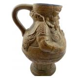 Vtg German Stoneware Figural Pitcher 9'x6'x6'