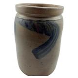 Ant. Salt Glazed Stoneware Crock w/ Cobalt