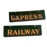 2pc Express Railway Porcelain Metal Sign Set