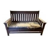 Arts & Crafts Style Oak Slat Back Bench