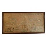 Antique Needlepoint Sampler in Frame 13'x26'