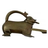 Vintage Brass Animal Padlock w/Key 3'x1.5'
