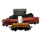 6pc. Lot Vtg Train Cars 3.5'x7'x2'